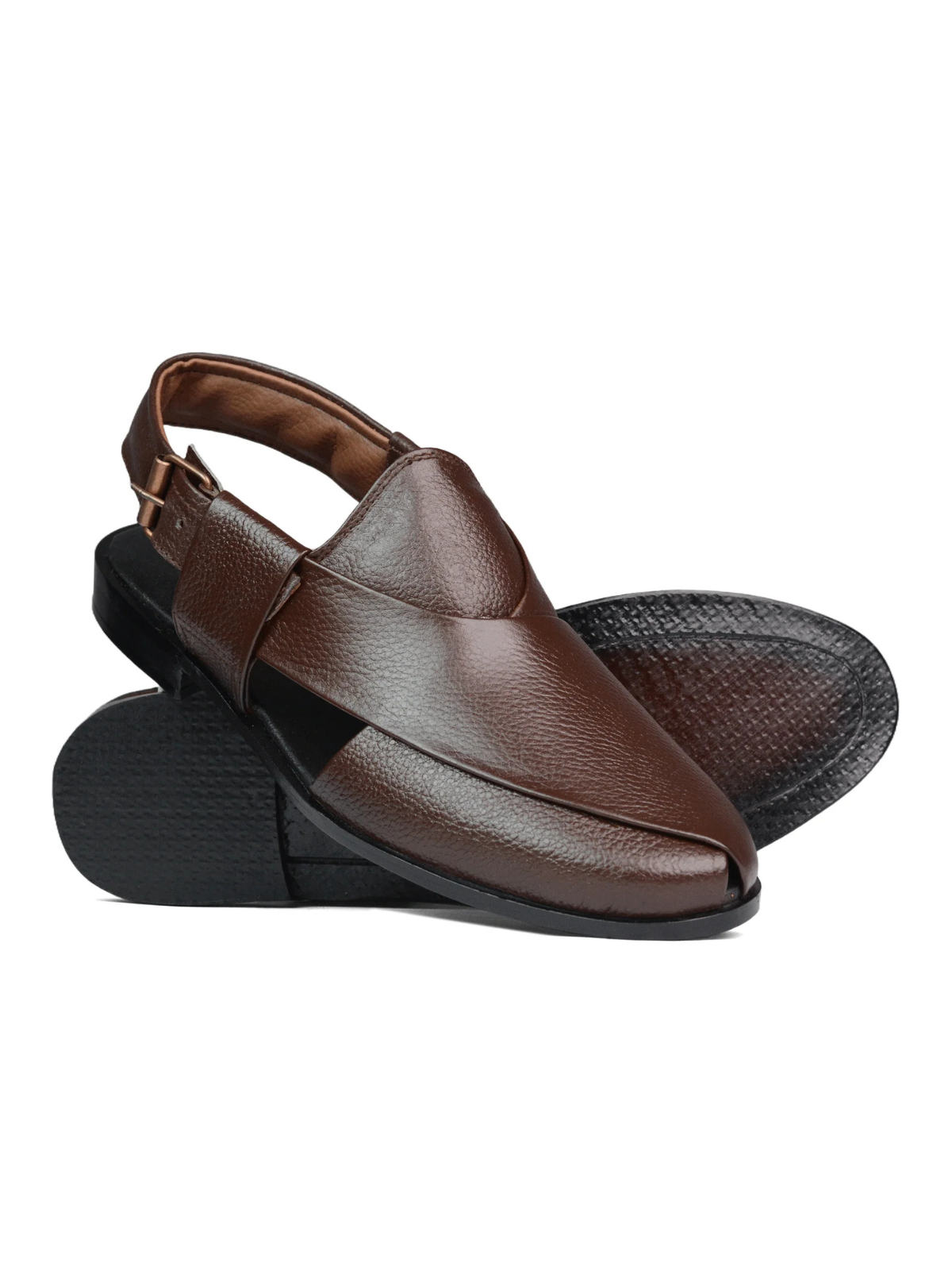 Patent Peshawari Sandals - Brown