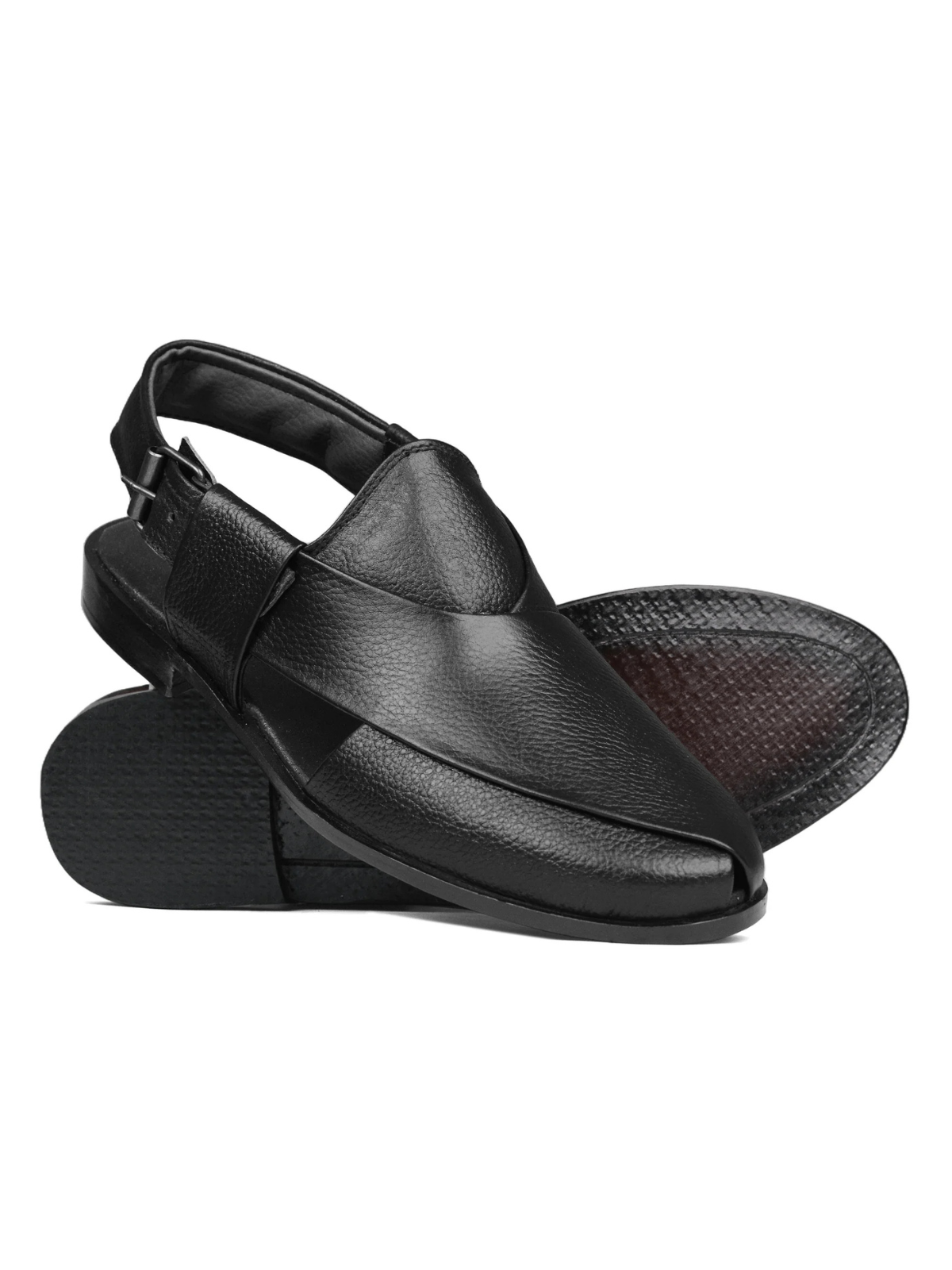 Patent Peshawari Sandals - Black