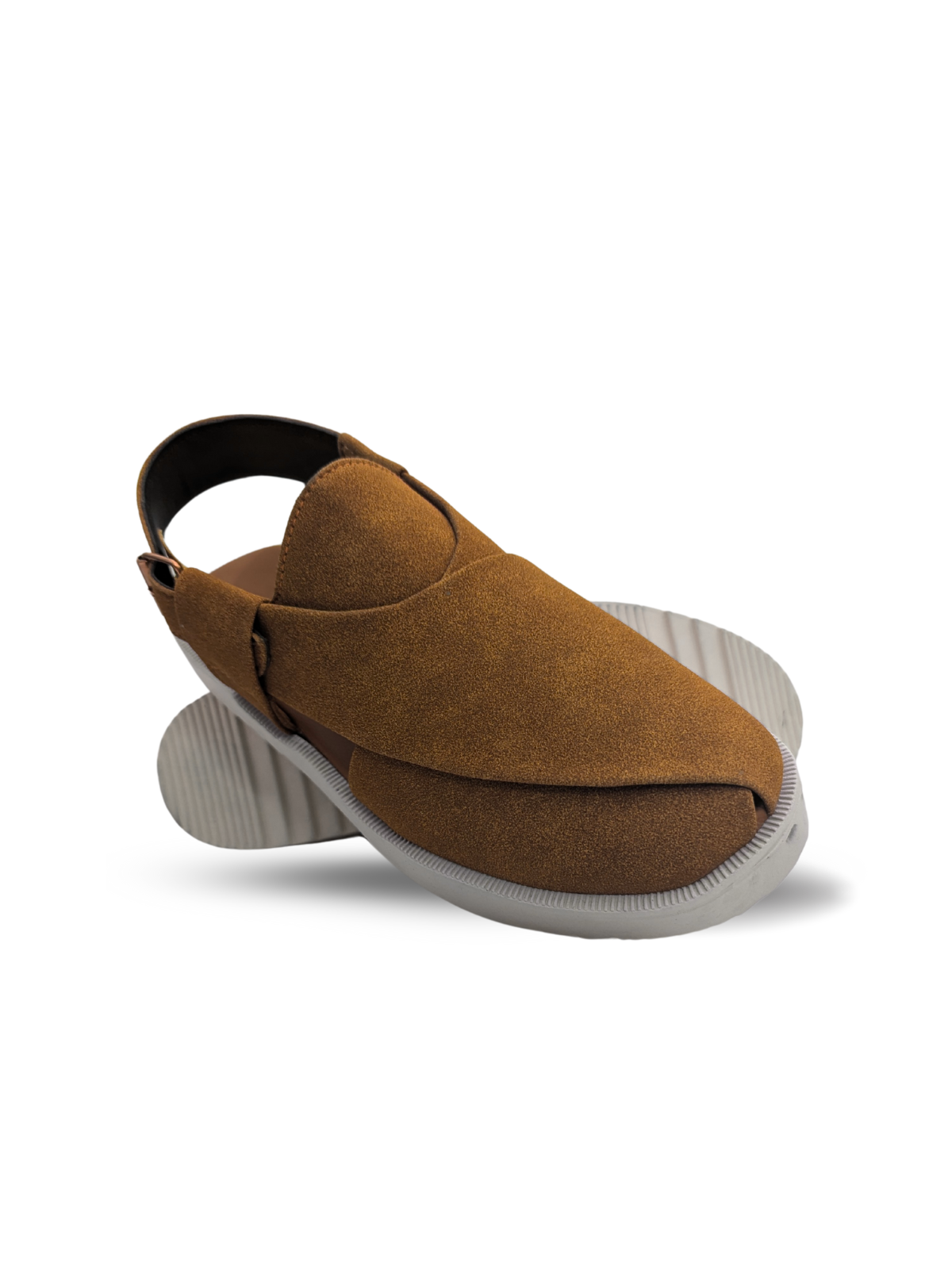 Suede Peshawari Sandals - White/Mustard