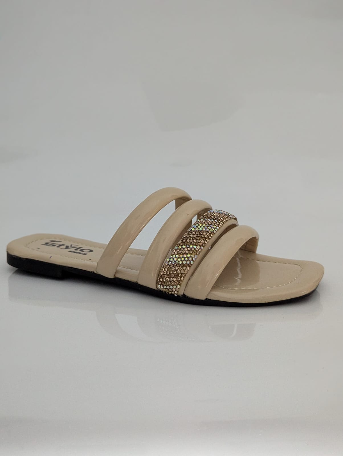 DAILY SHINE STRIPES COMFY FLATS - FAWN