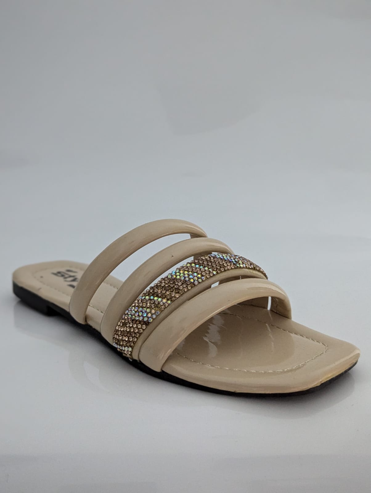 DAILY SHINE STRIPES COMFY FLATS - FAWN