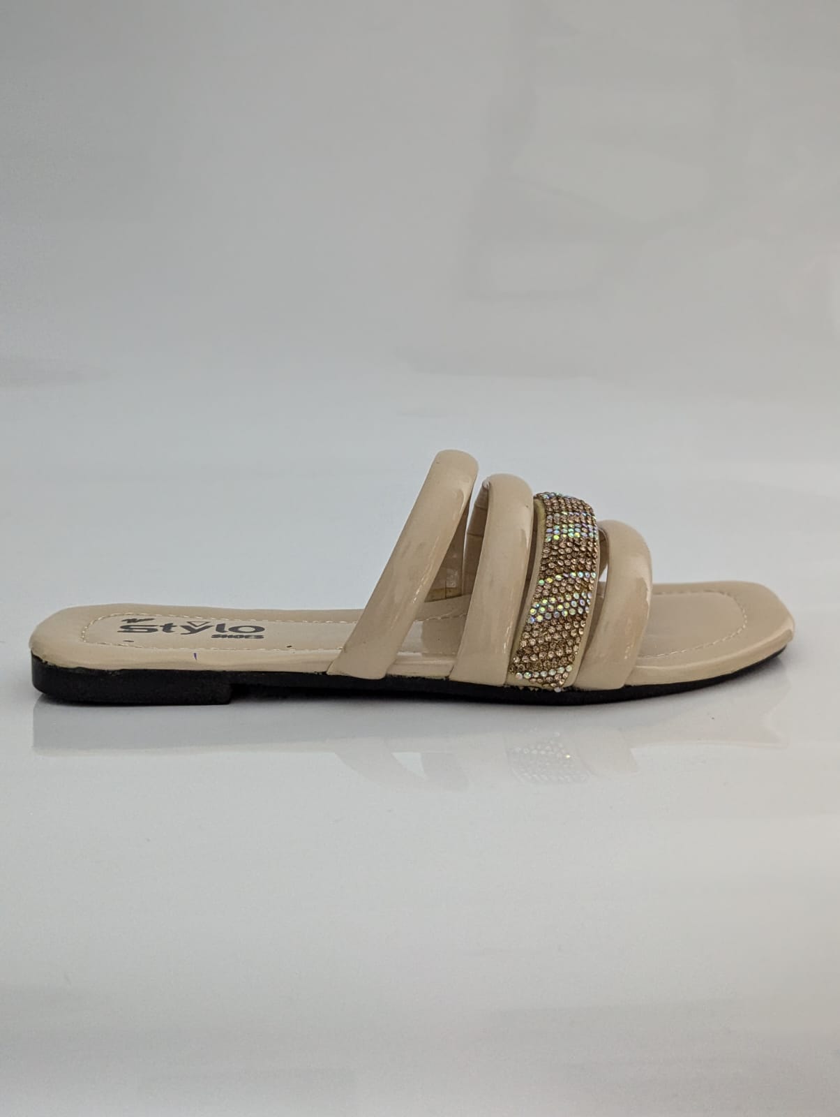 DAILY SHINE STRIPES COMFY FLATS - FAWN