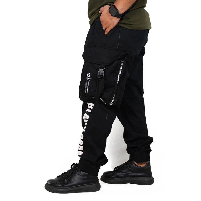 Black Squad Imported  Belted Cargo Trouser