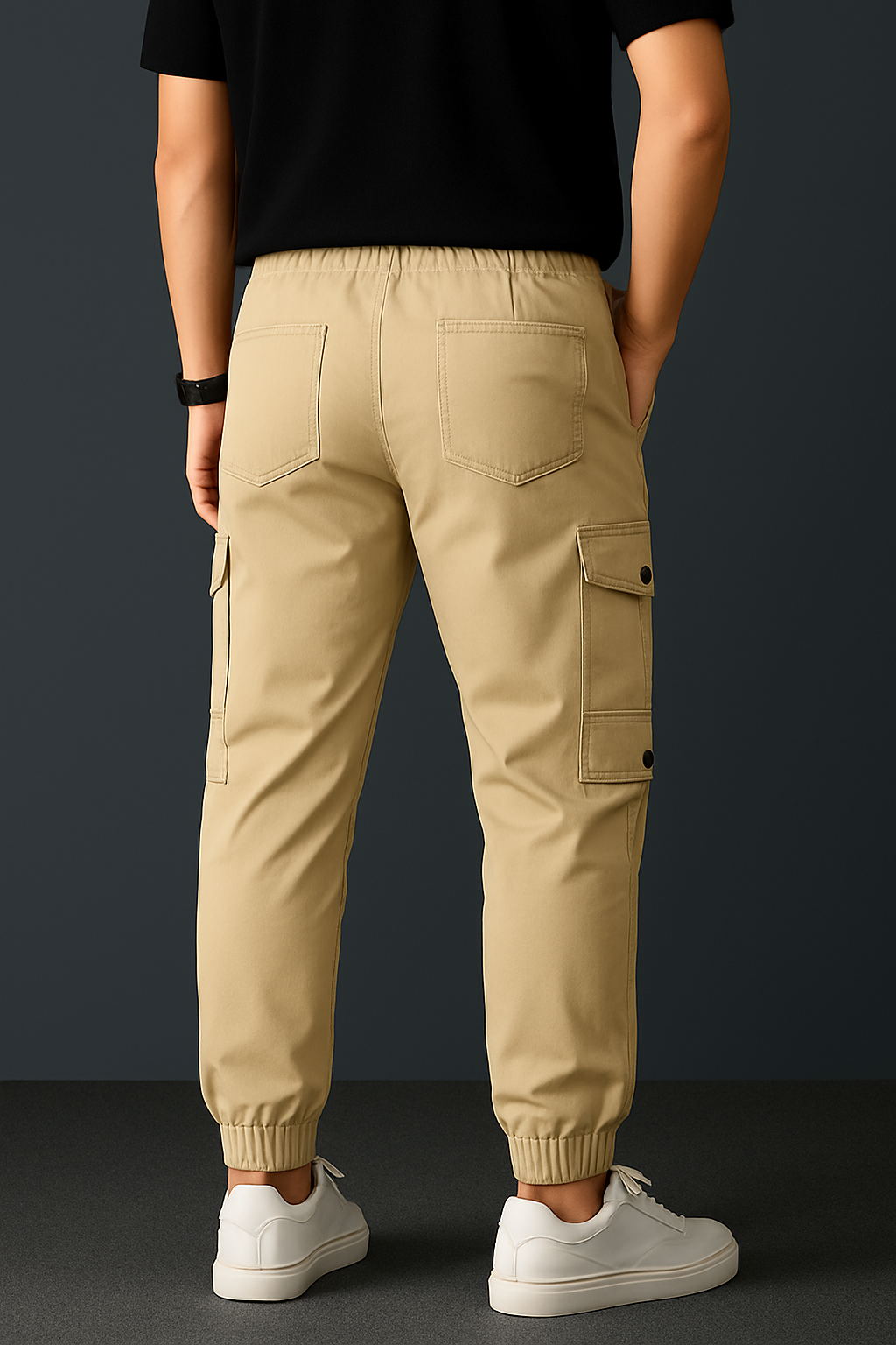Beige Twill 8 Pocket Cargo Trouser