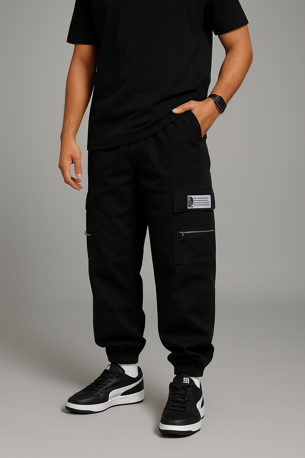 Black Oversized Baggy Imported Cargo Trouser