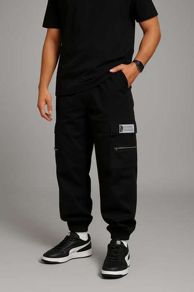 Black Oversized Baggy Imported Cargo Trouser
