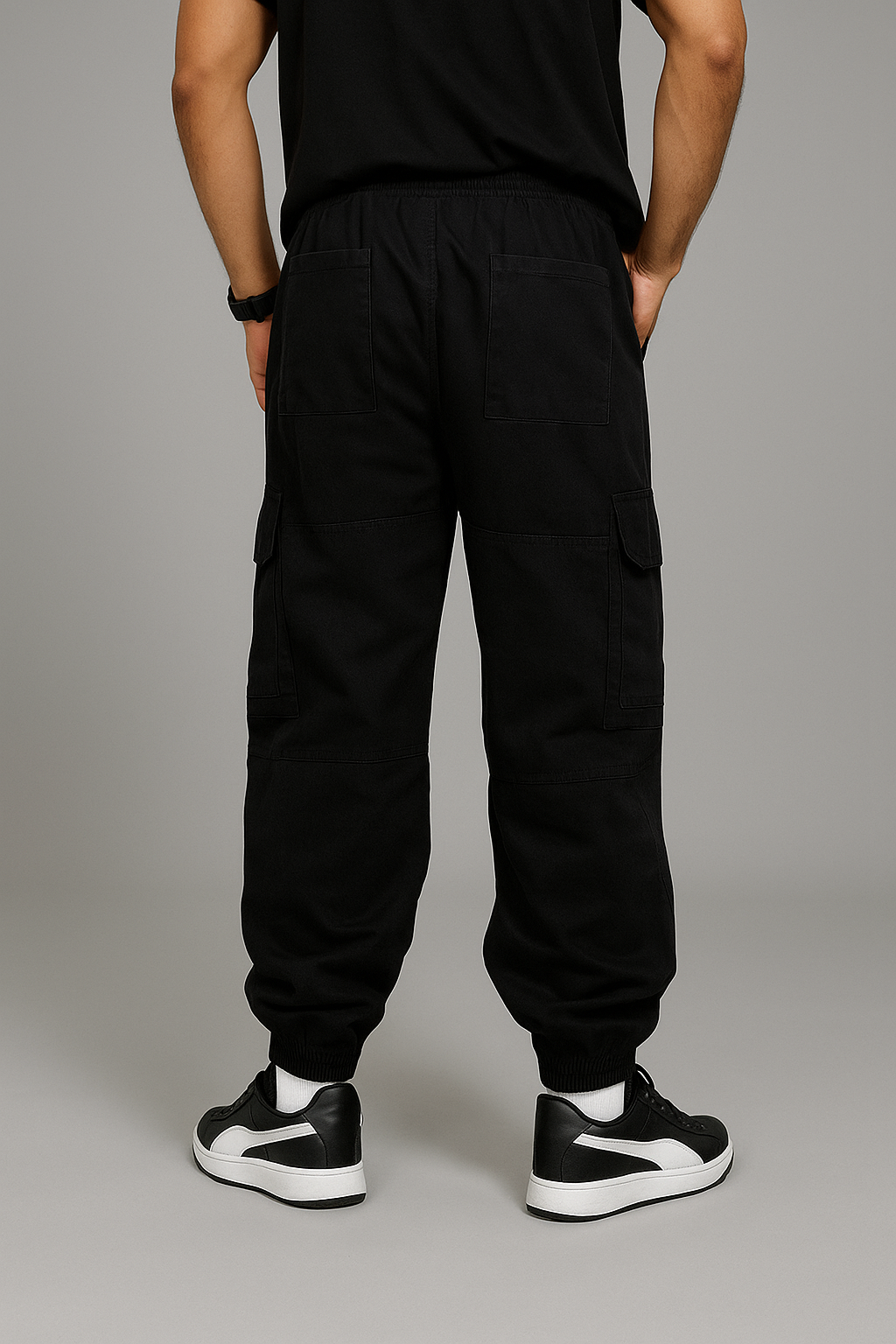 Black Oversized Baggy Imported Cargo Trouser
