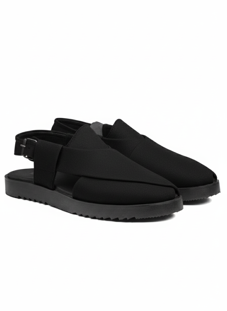 Suede Peshawari Sandals - Black