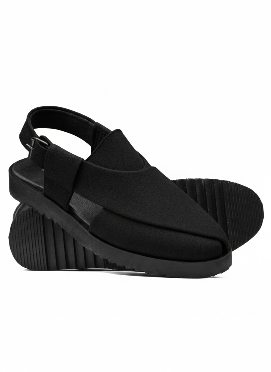 Suede Peshawari Sandals - Black