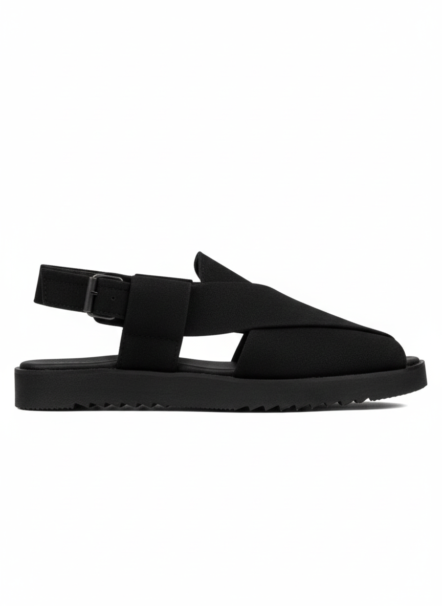 Suede Peshawari Sandals - Black