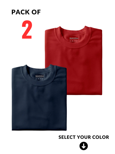 Pack Of 2 Plain Round Neck Basic Tees