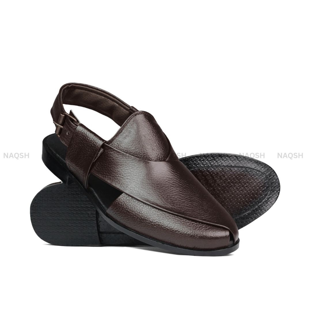 Patent Peshawari Sandals - Dark Coco Brown