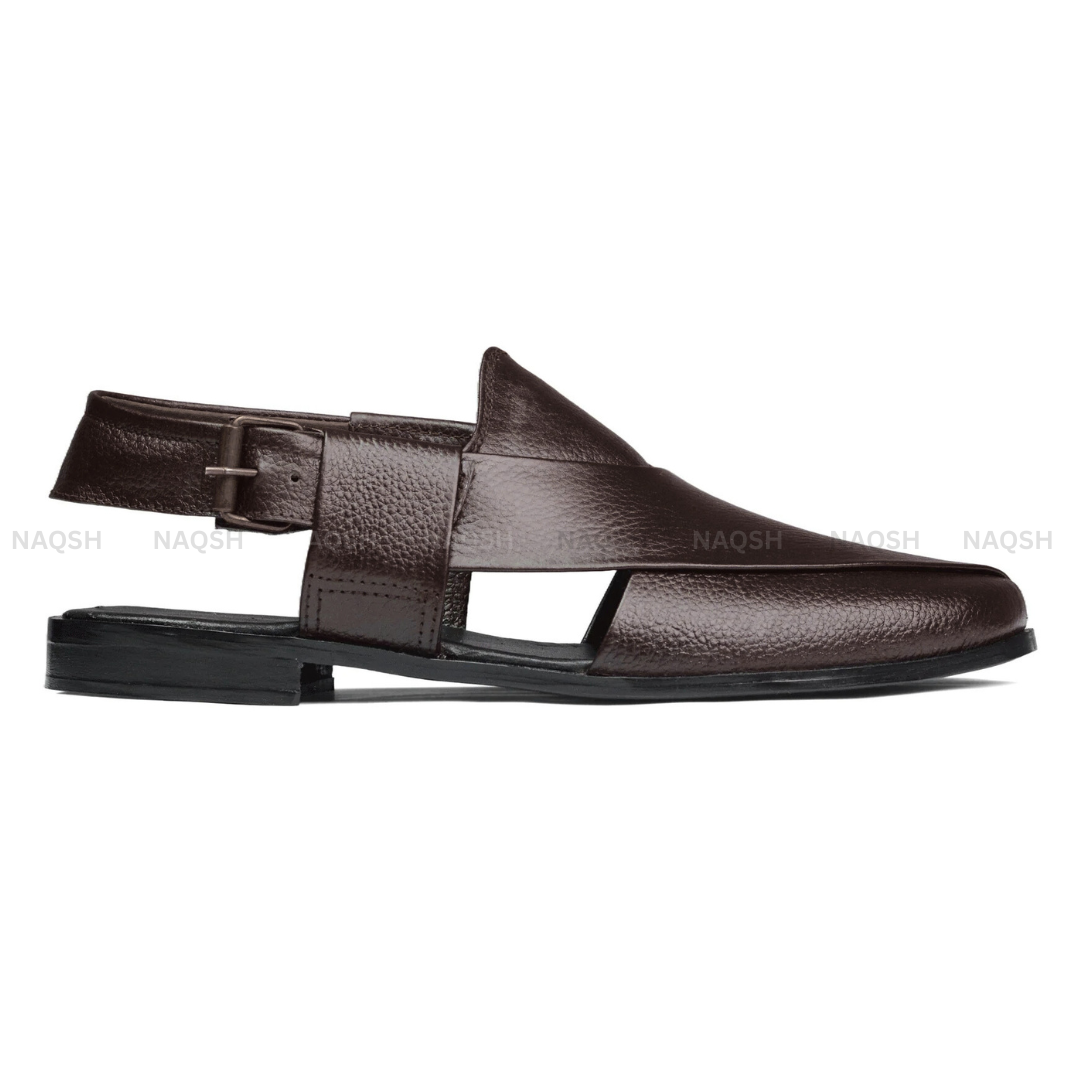 Patent Peshawari Sandals - Dark Coco Brown
