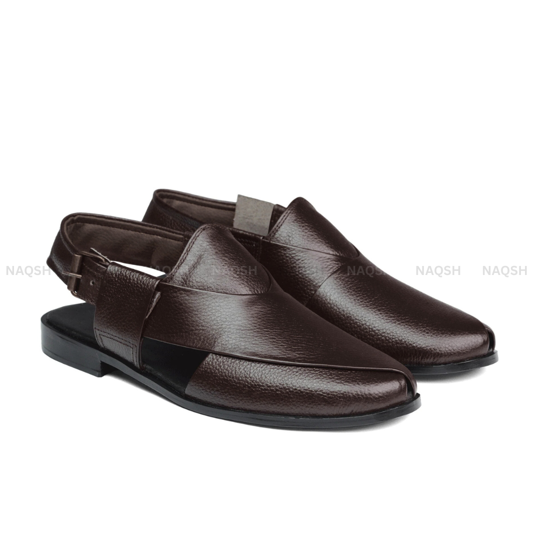 Patent Peshawari Sandals - Dark Coco Brown
