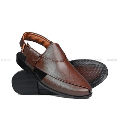 Patent Peshawari Sandals - Mid Brown