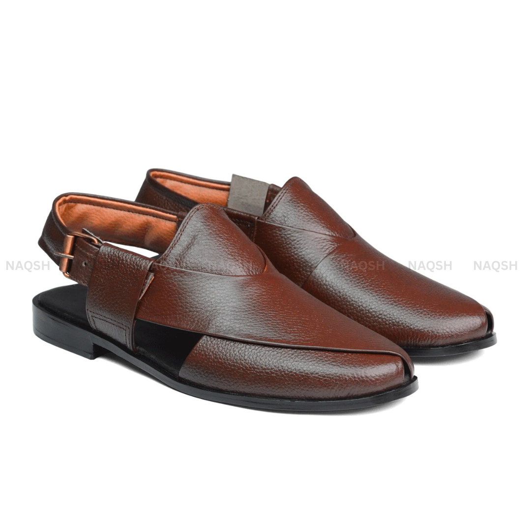 Patent Peshawari Sandals - Mid Brown