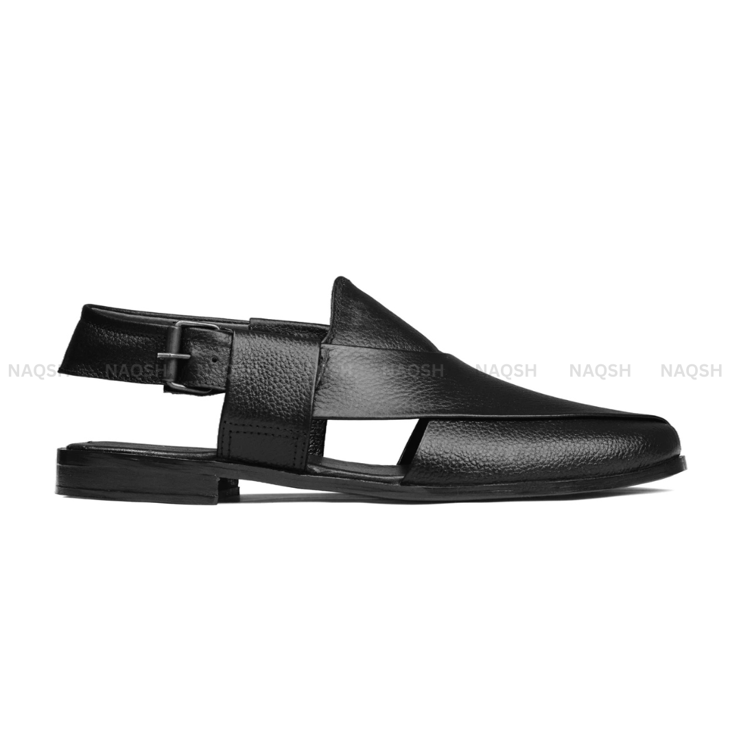 Patent Peshawari Sandals - Black