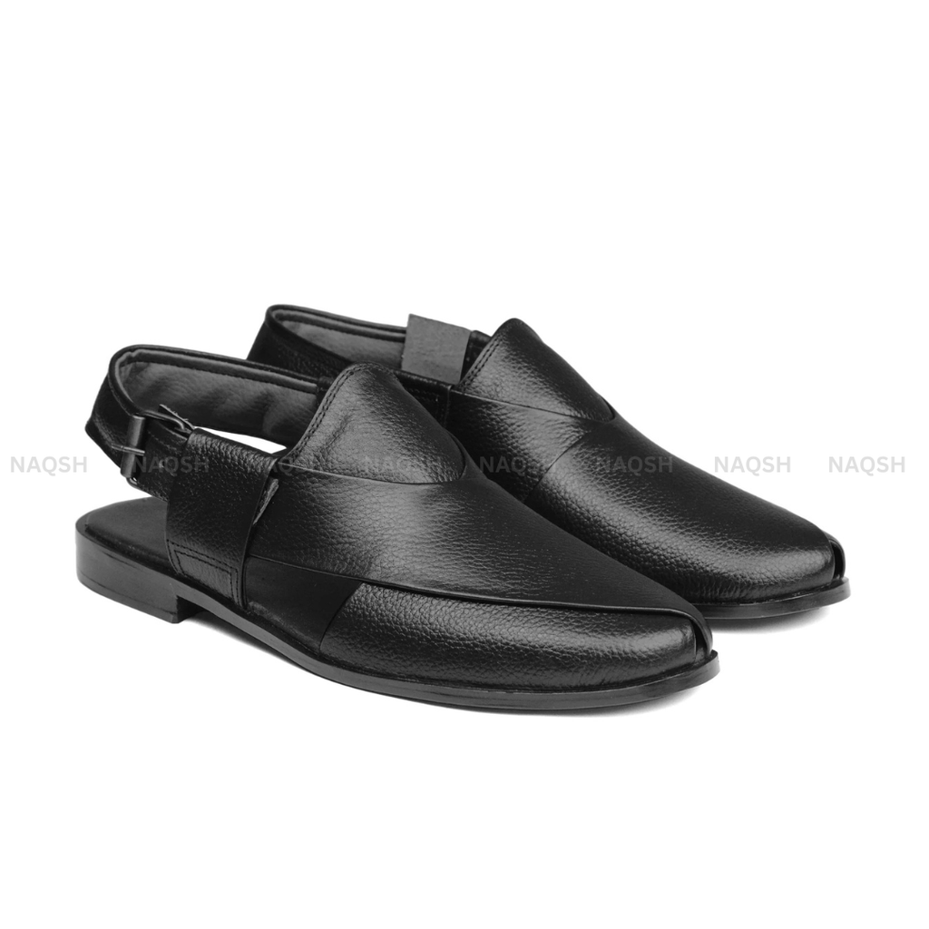 Patent Peshawari Sandals - Black