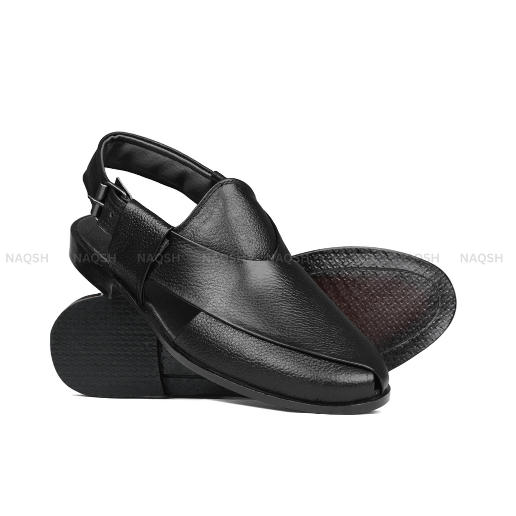 Patent Peshawari Sandals - Black