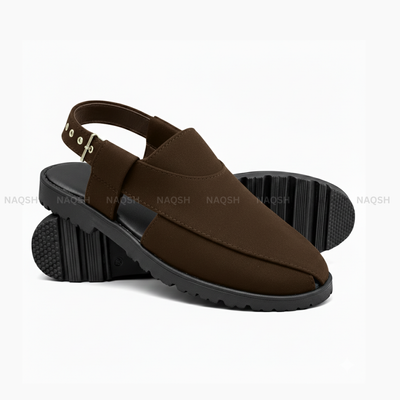 Wedge Suede Peshawari Sandal - Walnut Brown