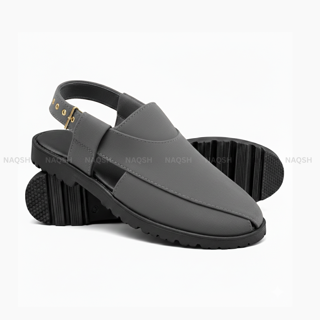 Wedge Suede Peshawari Sandal - Grey