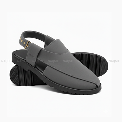 Wedge Suede Peshawari Sandal - Grey