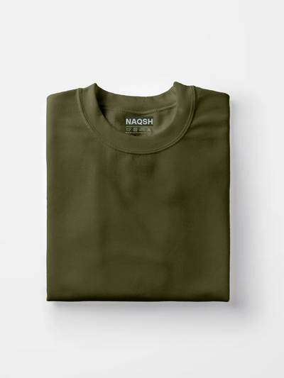Plain Round Neck Basic Tee - Dark Green