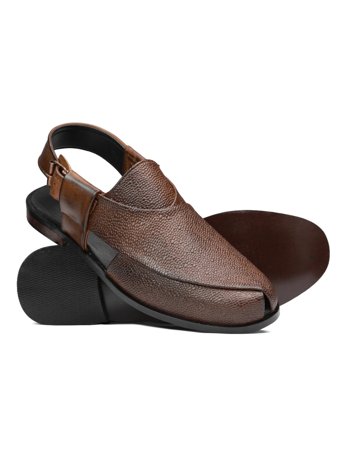 Patent Peshawari Sandals - Mid Brown