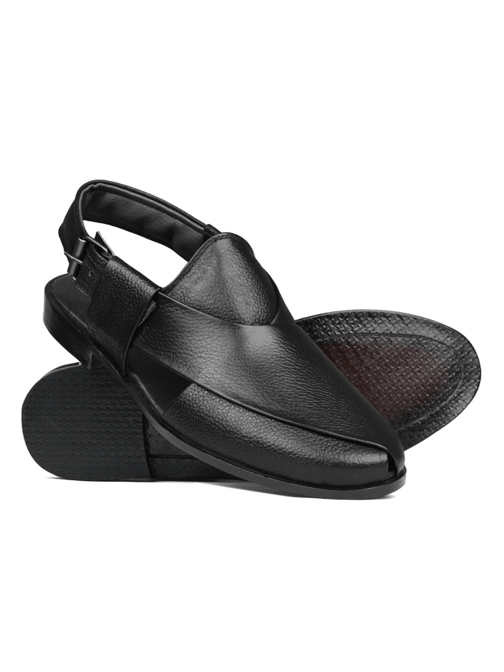 Patent Peshawari Sandals - Black