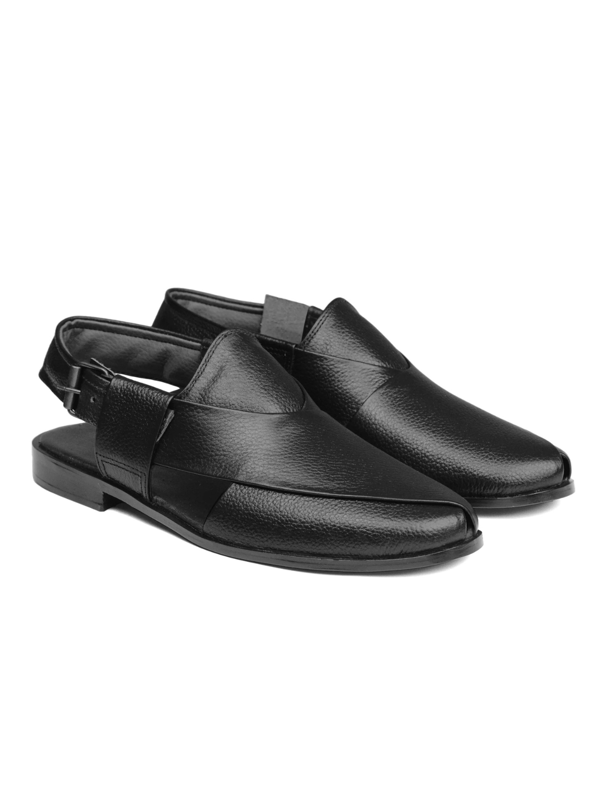 Patent Peshawari Sandals - Black