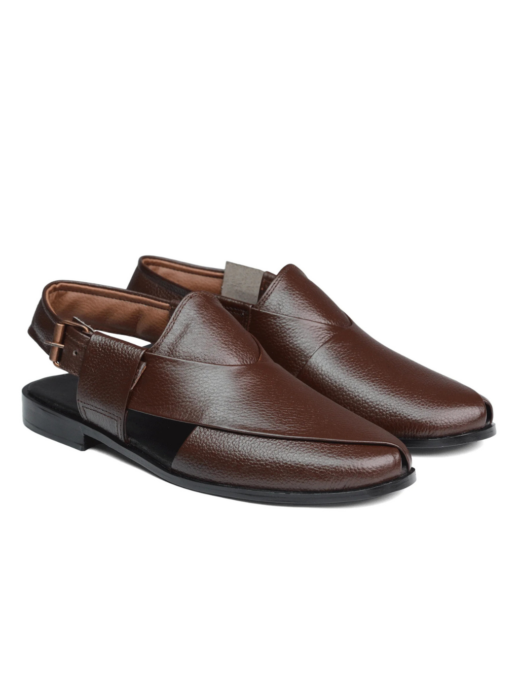 Patent Peshawari Sandals - Brown