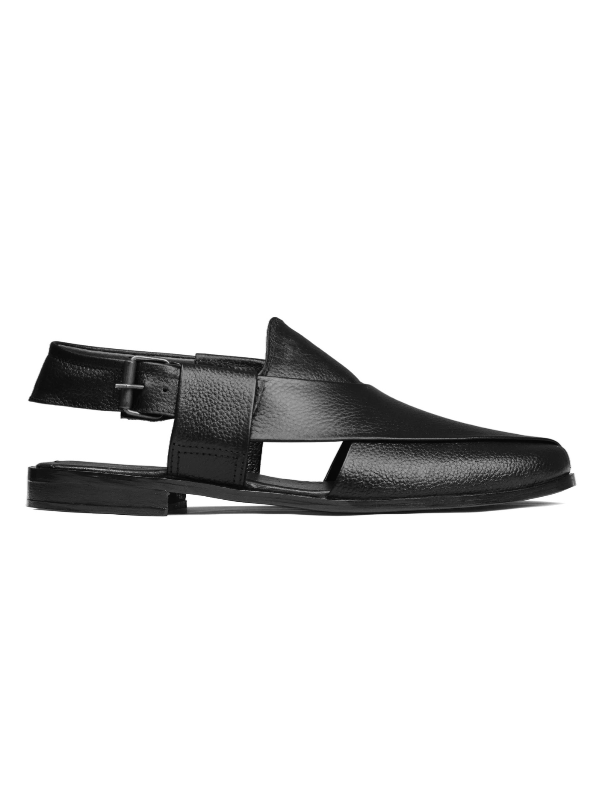 Patent Peshawari Sandals - Black