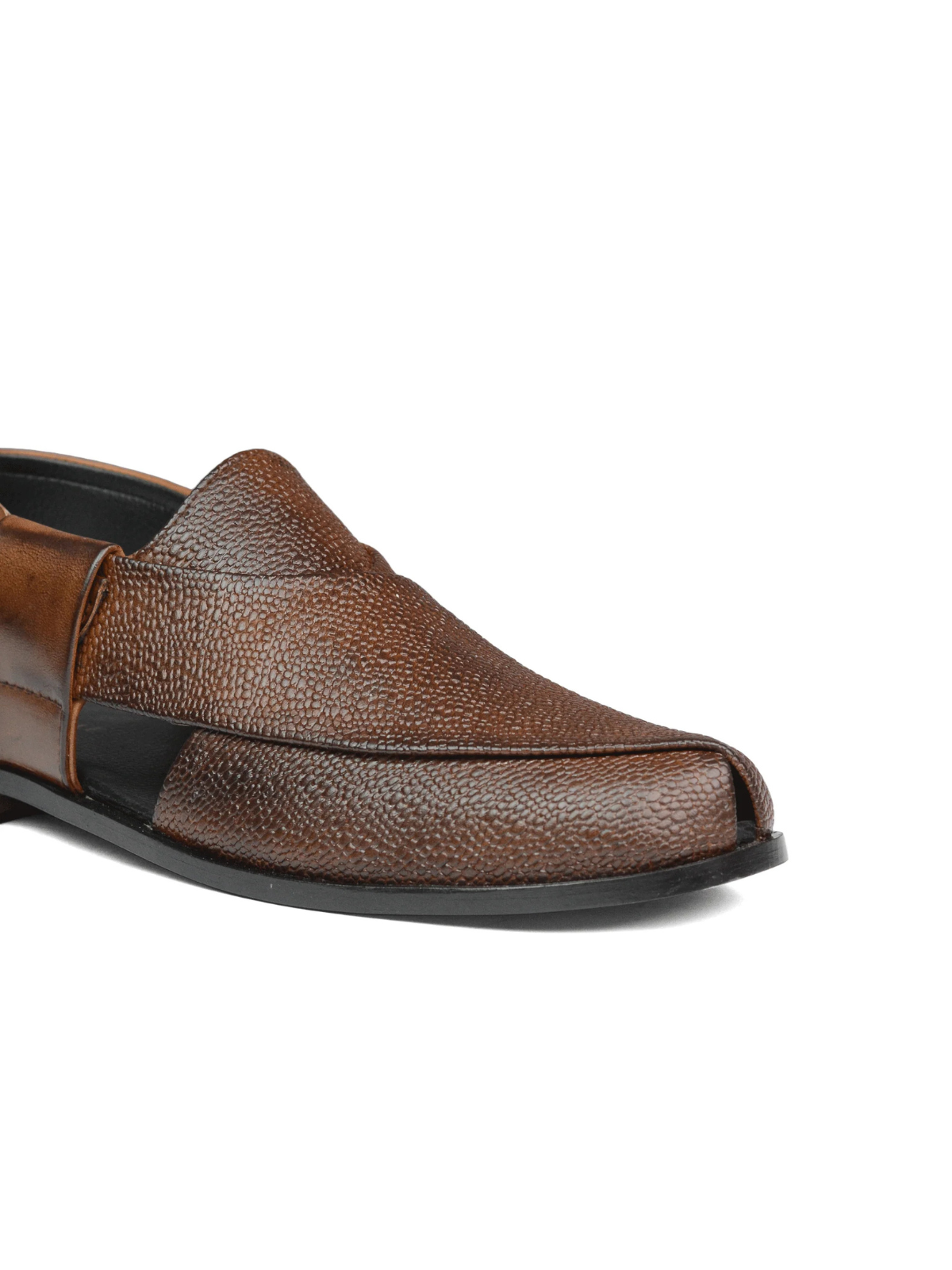 Patent Peshawari Sandals - Mid Brown