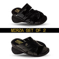 Set Of 2 Mirza Chappal - Black