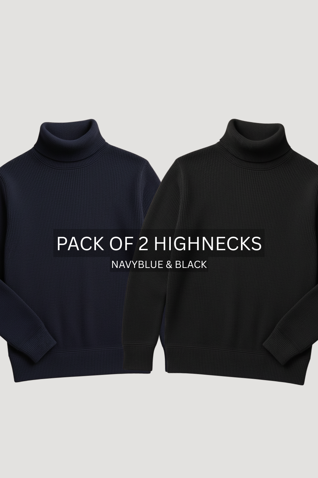 PACK OF 2 NAVY BLUE & BLACK HIGHNECK – UNISEX