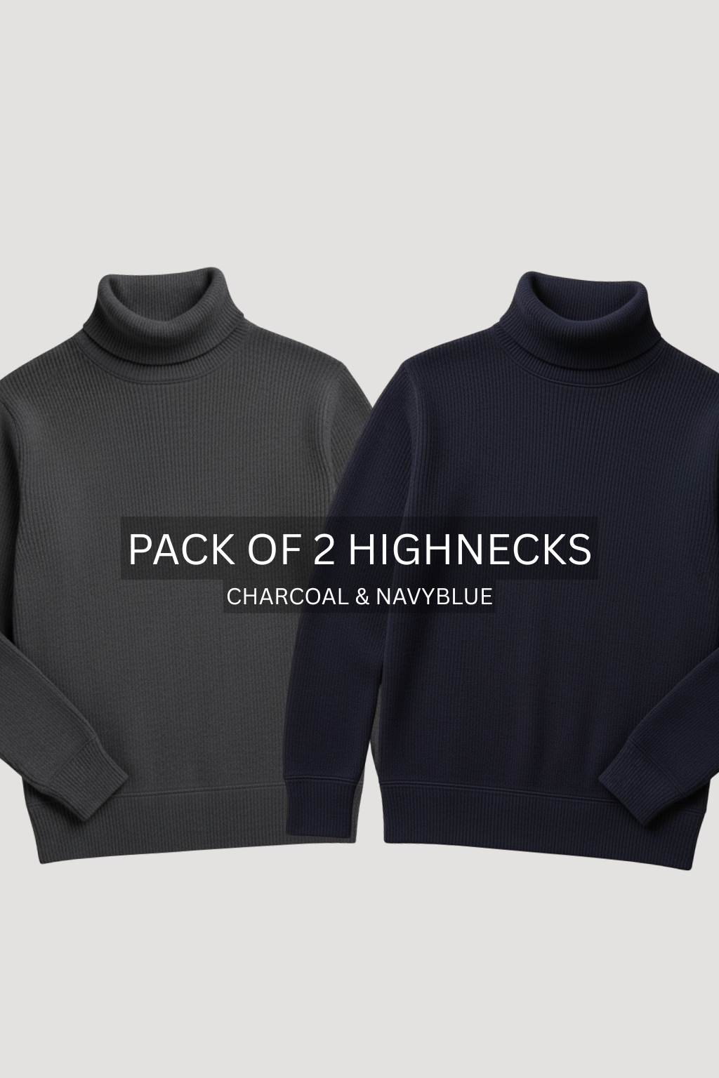 PACK OF 2 CHARCOAL & NAVY BLUE HIGHNECK – UNISEX