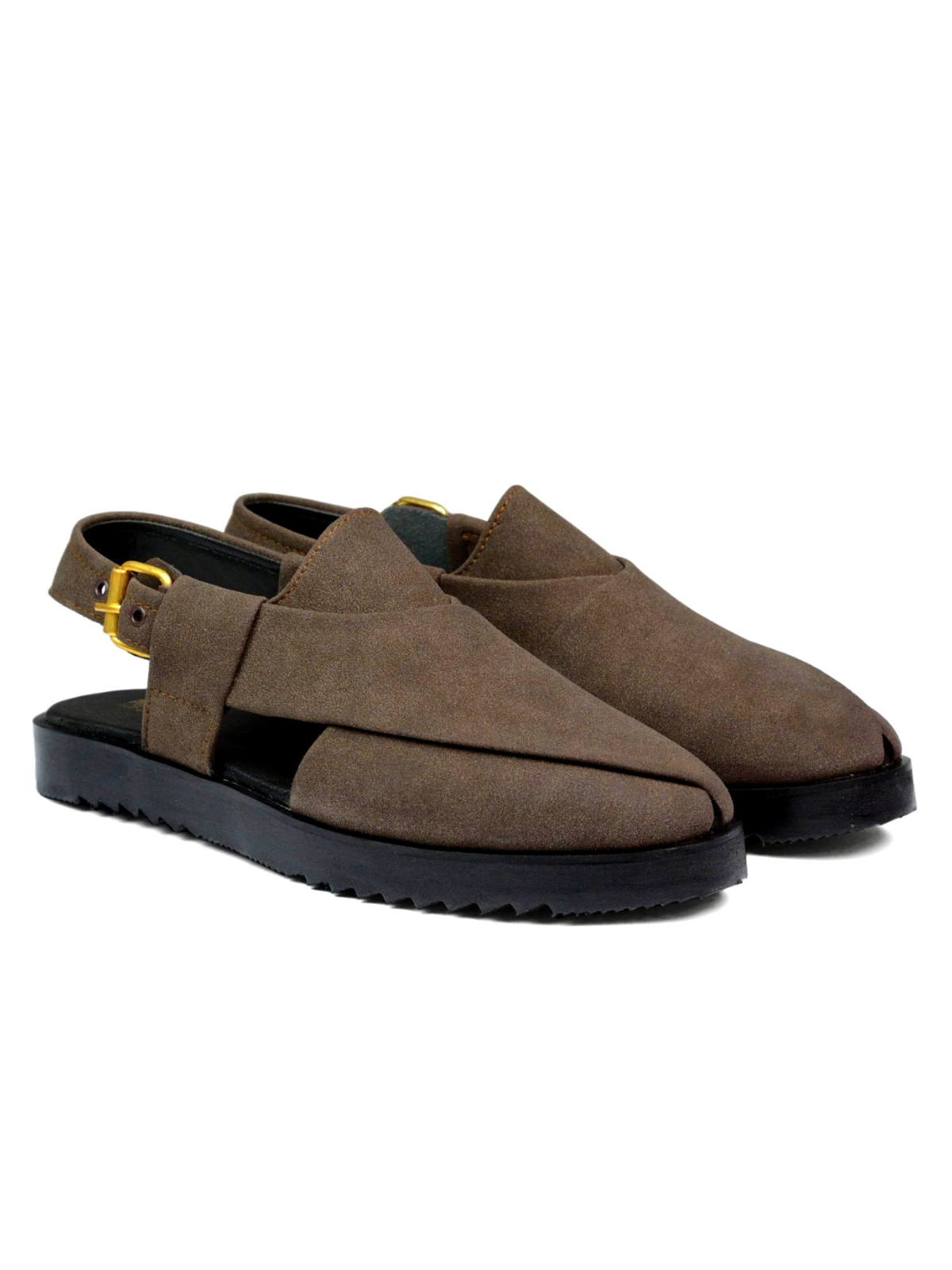 Suede Peshawari Sandals - Brown