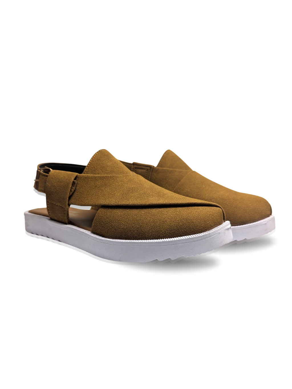 Suede Peshawari Sandals - White/Mustard
