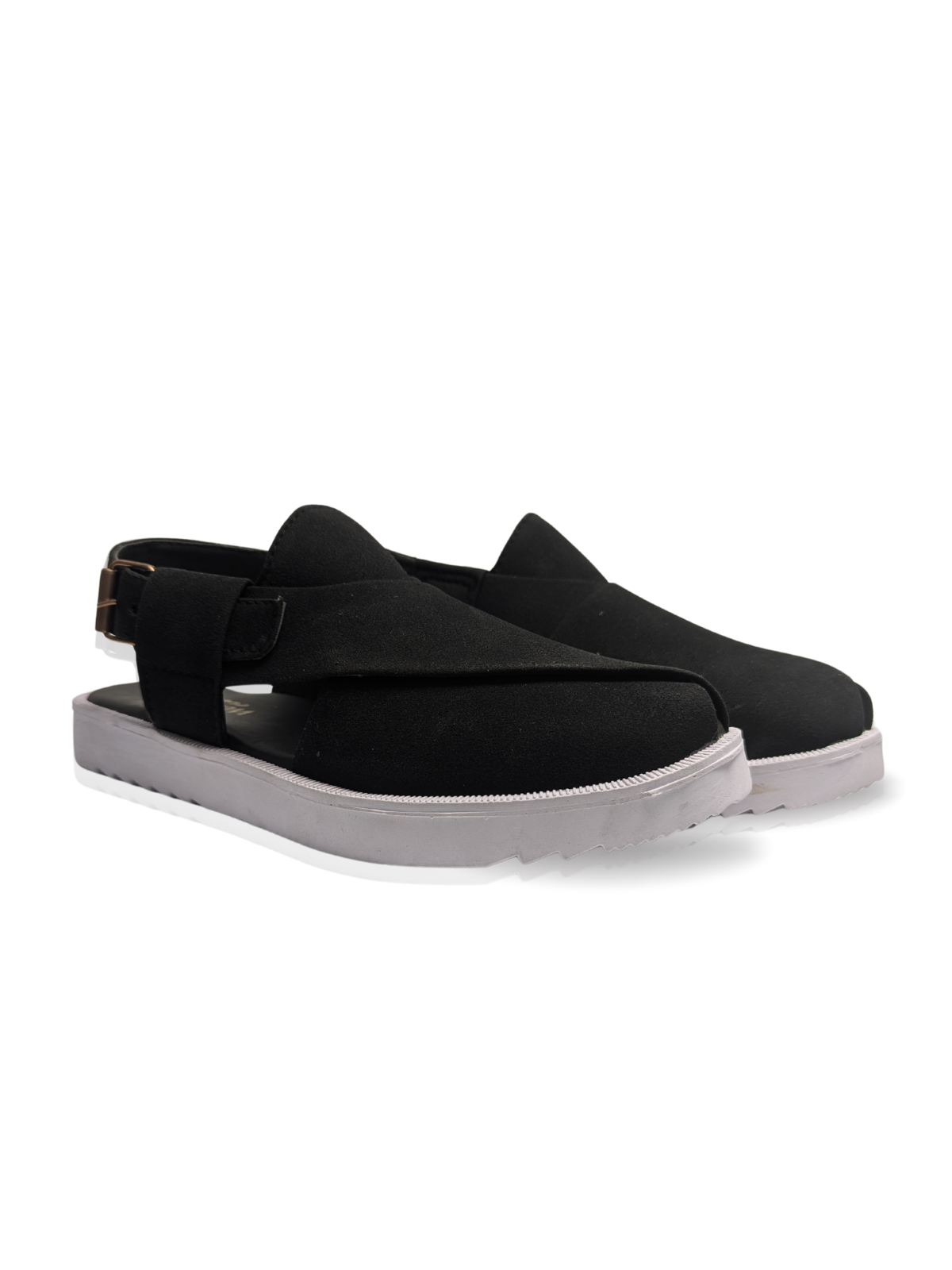 Suede Peshawari Sandals - White/Black