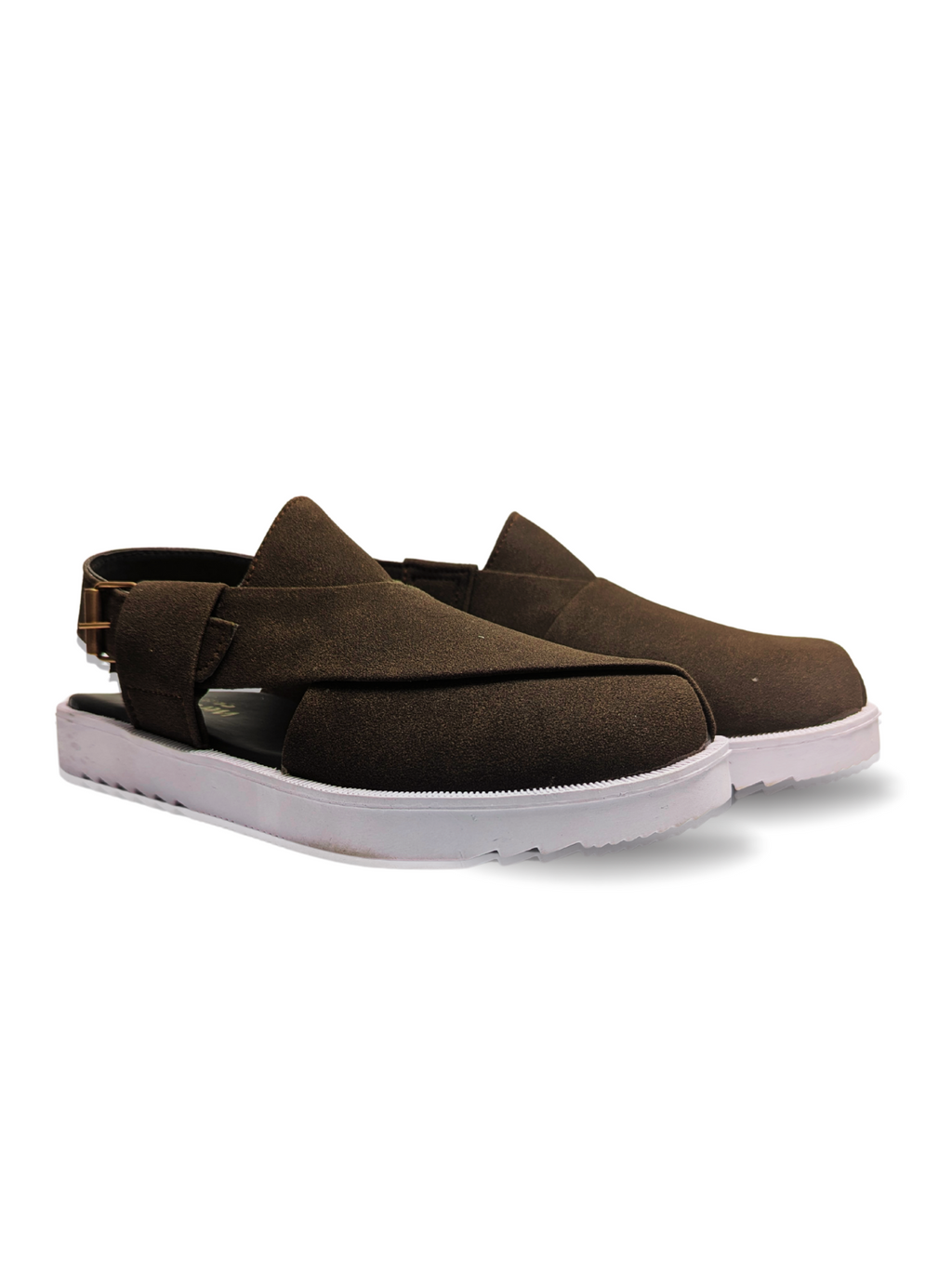 Suede Peshawari Sandals - White/Brown