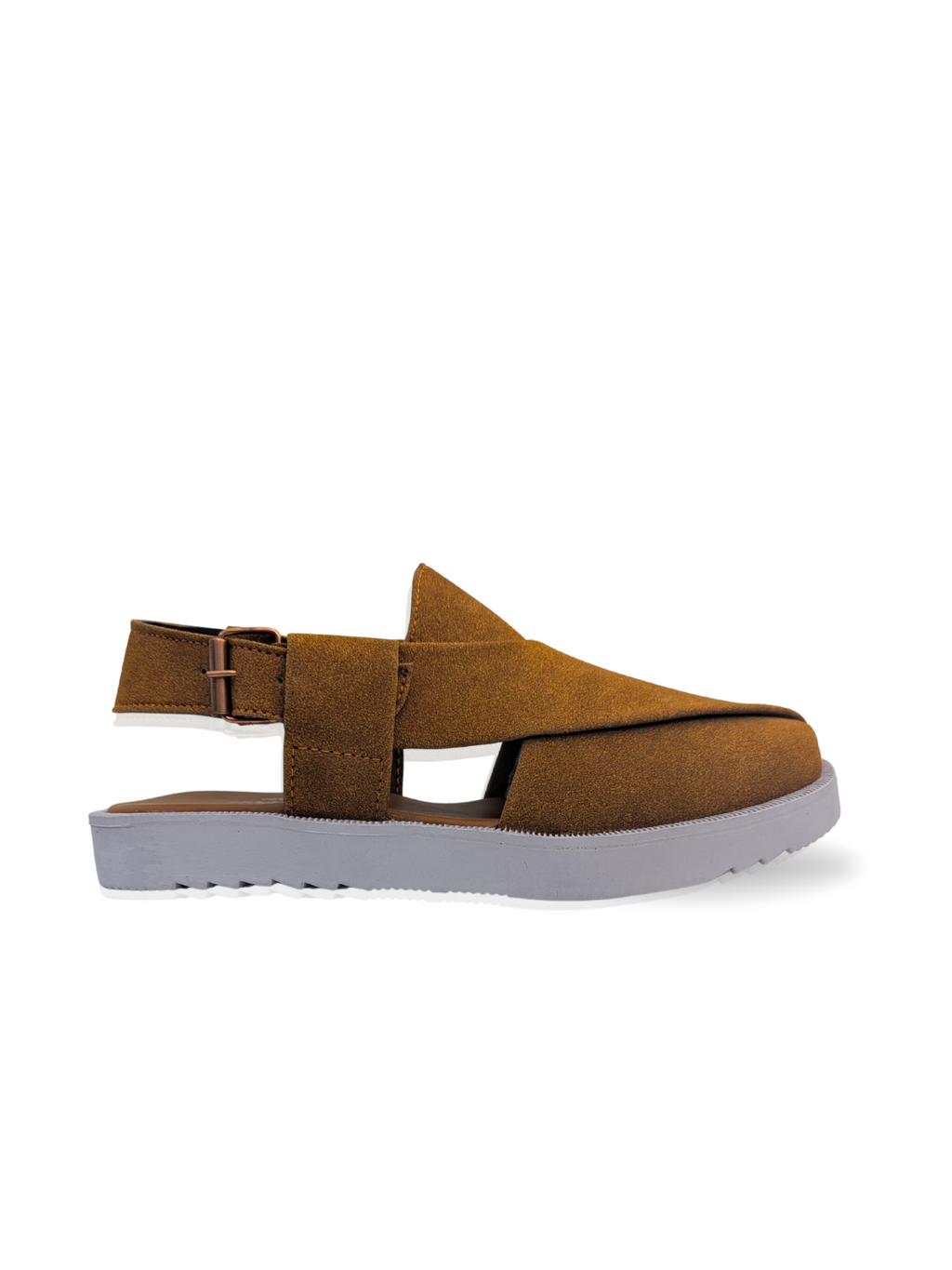 Suede Peshawari Sandals - White/Mustard