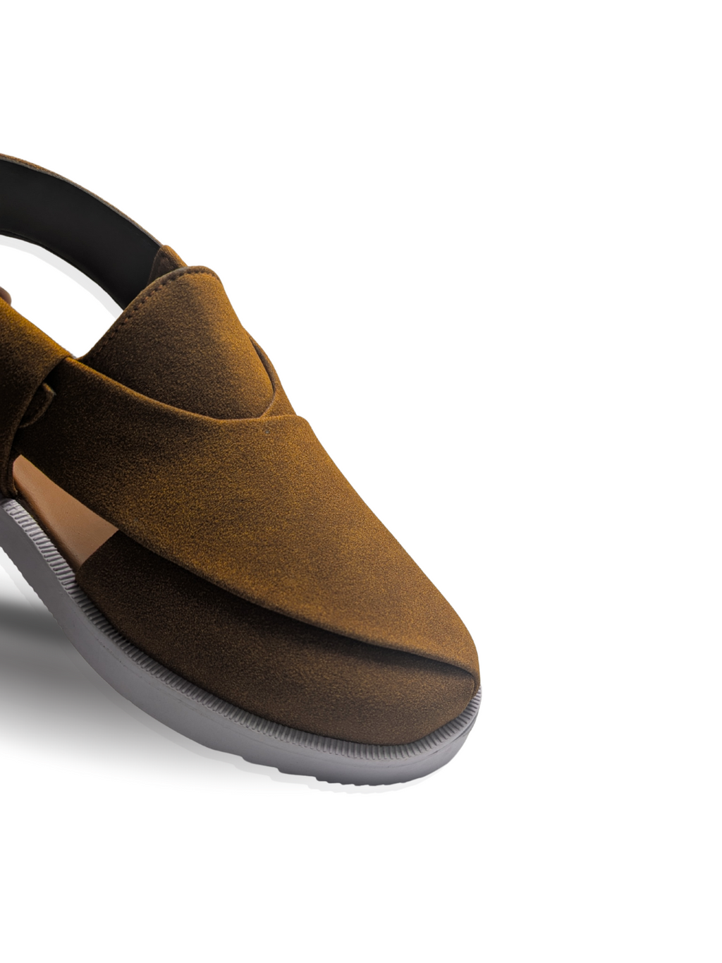 Suede Peshawari Sandals - White/Brown