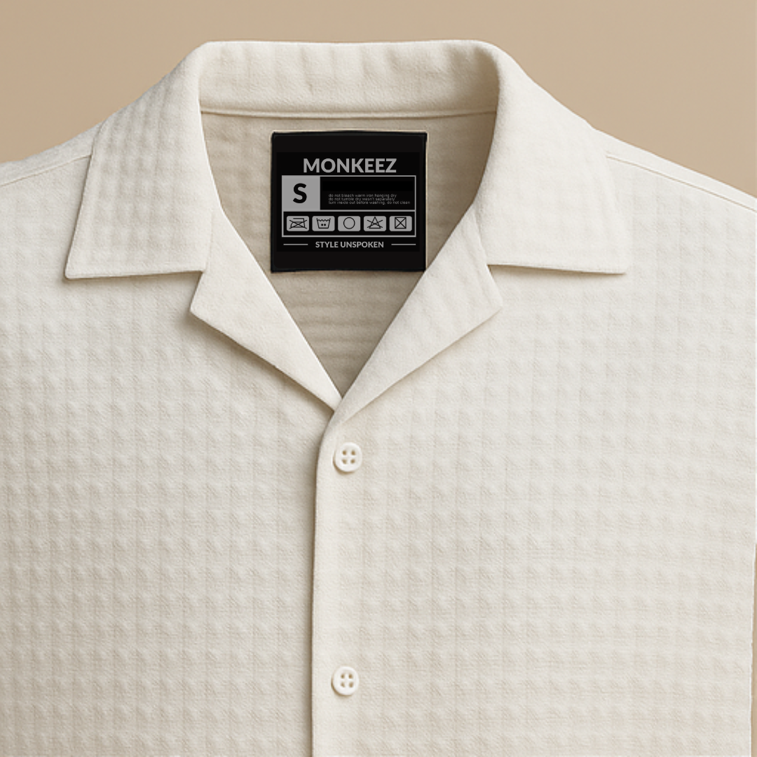 Textured Cuban Collar Shirt - White
