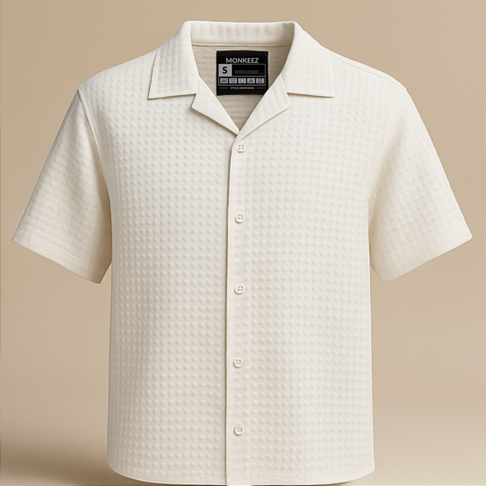 Textured Cuban Collar Shirt - White
