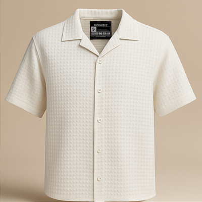 Textured Cuban Collar Shirt - White