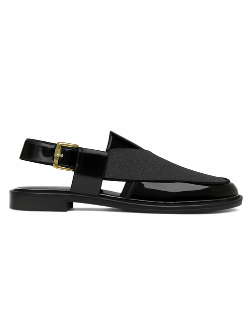 Black Patent Glitter Mesh Peshawari