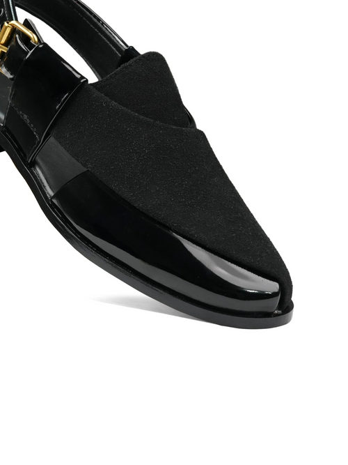Black Patent Glitter Mesh Peshawari