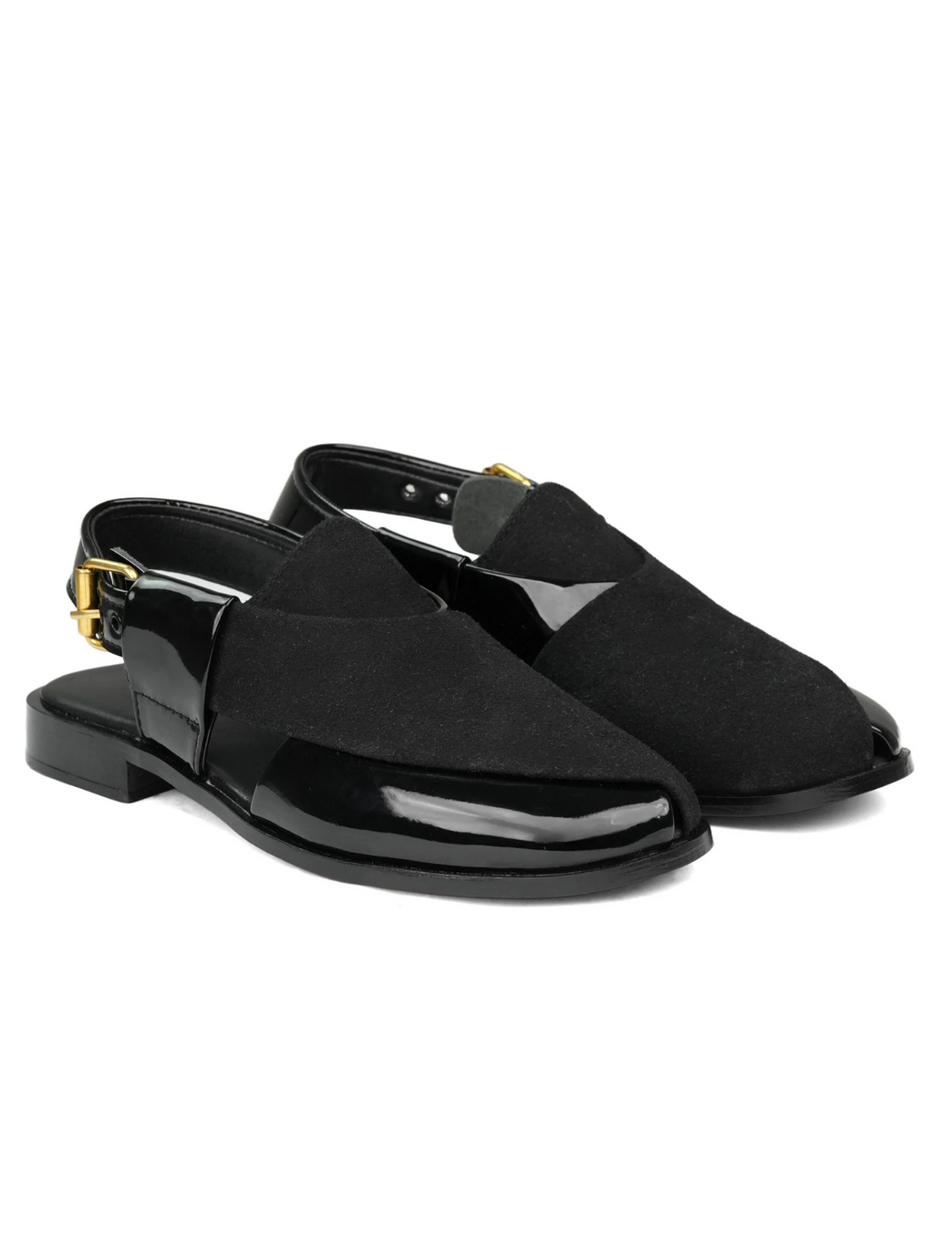 Black Patent Glitter Mesh Peshawari