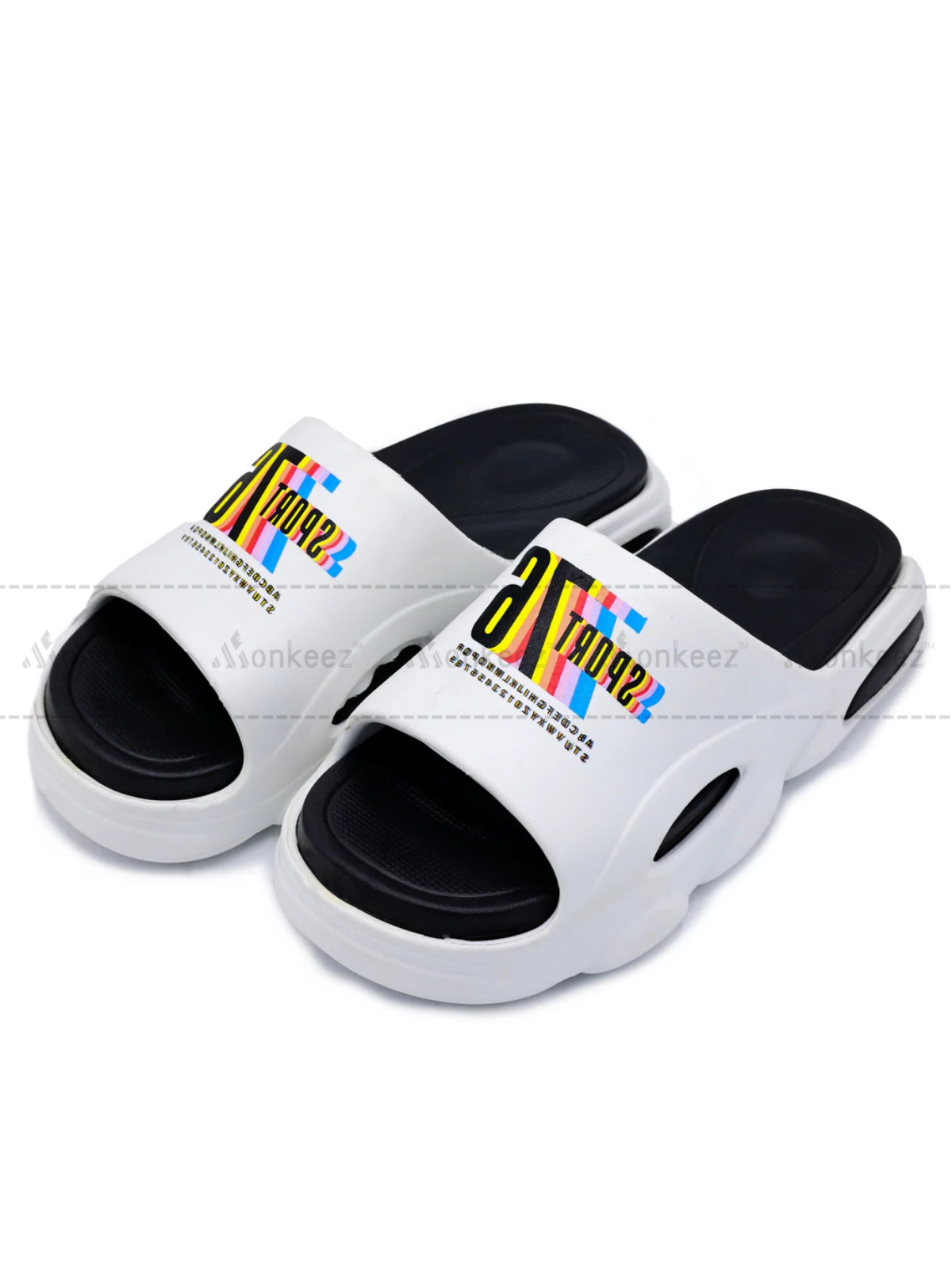 Double Sole Sport Slipper - White/Black