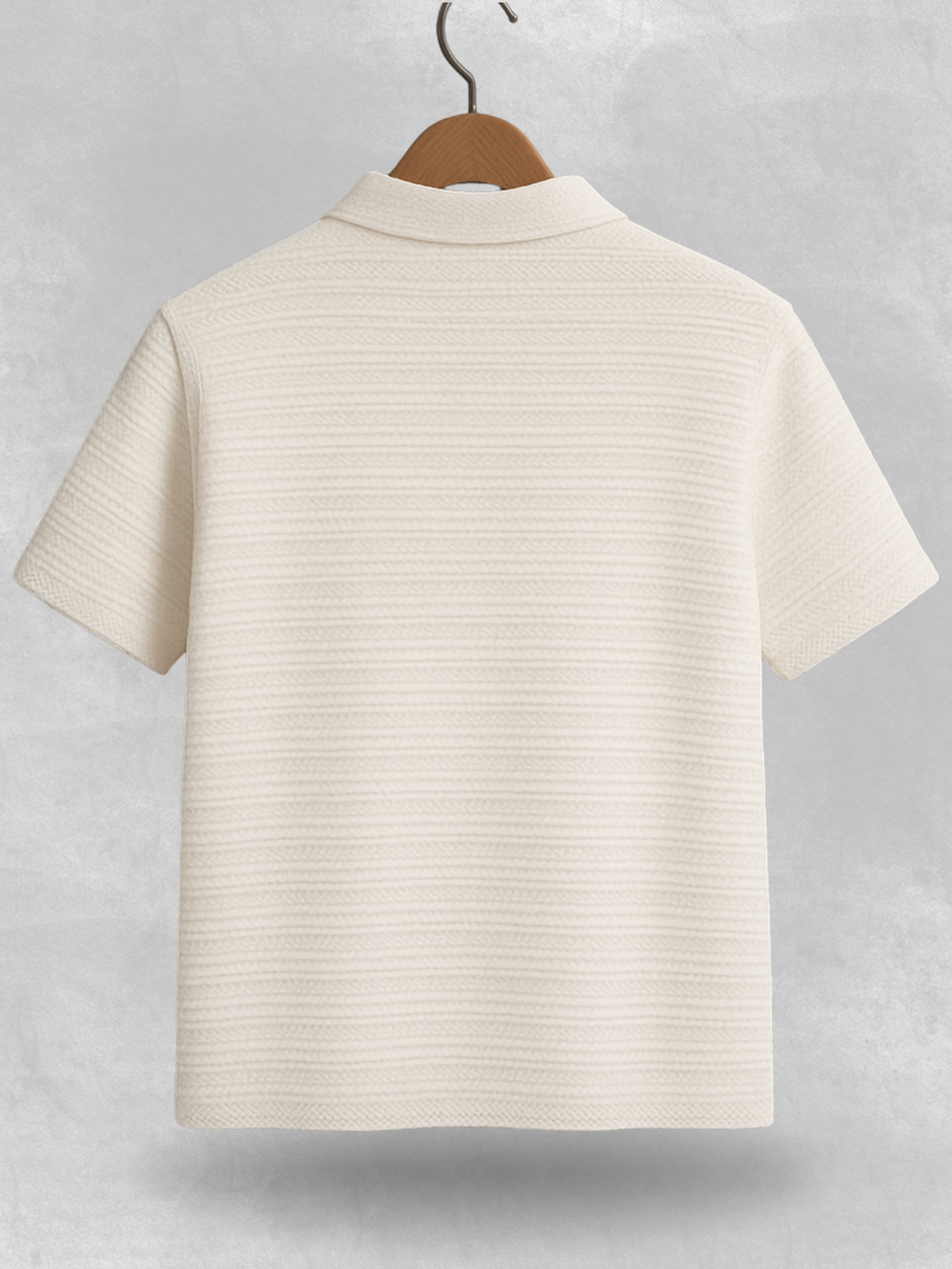 Zipped Knitted Thread Polo Shirt - Off White